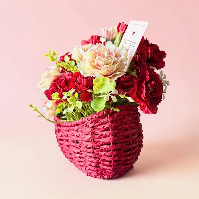 【新作・翌日発送】母の日ギフトに｜カーネーションたっぷりの華やかアレンジ＊赤×オレンジマーブル＊飾るだけで明るい空間に | 10枚目